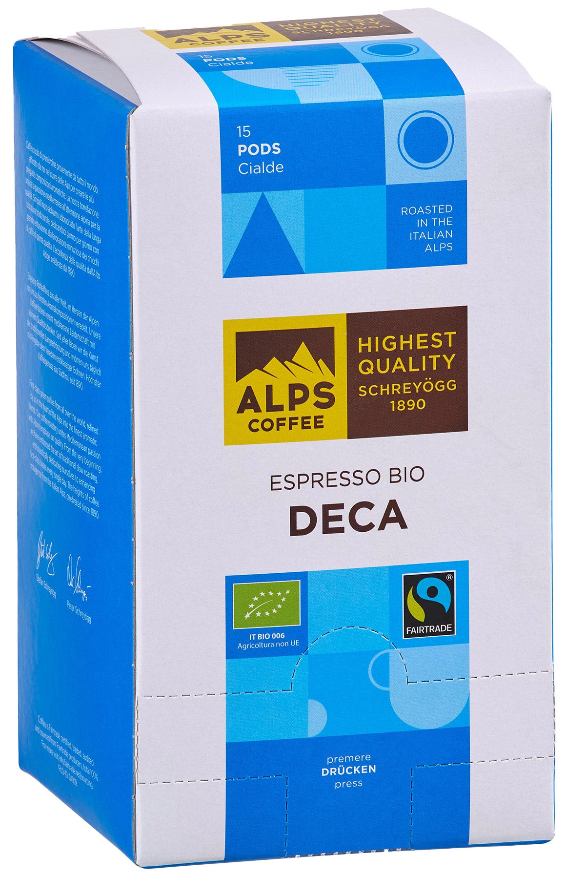 Dosettes ESE Alps Coffee DECAFFEINATO