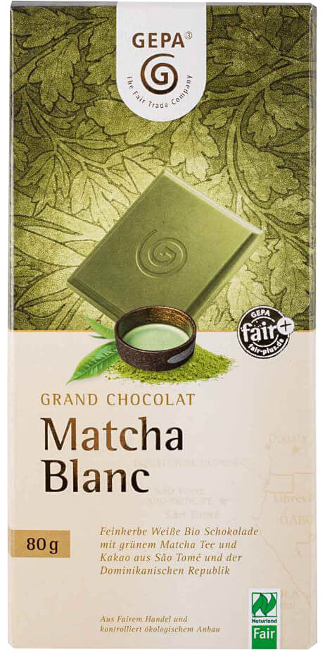 Tablette de chocolat blanc au thé matcha - GEPA Bio